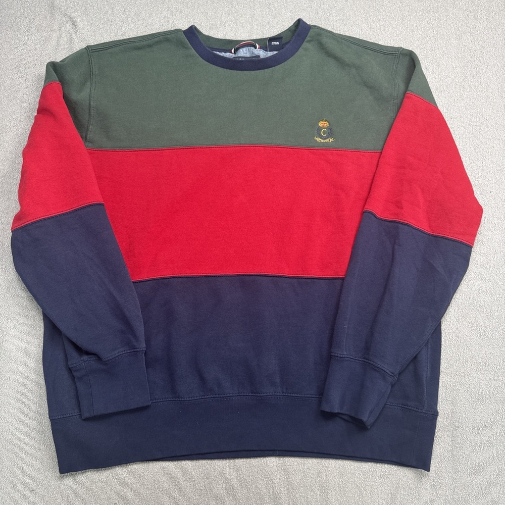 Vintage 90s Chaps Ralph Lauren Sweatshirt Men XL Color Block Crewneck Preppy